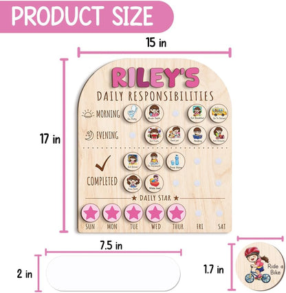 Daily Routine Chart for Kids, Visual Schedule, Routine Chart for Toddlers 3-5, Morning Bedtime Routine Chart for Toddlers, Wooden Chore Chart for Kids