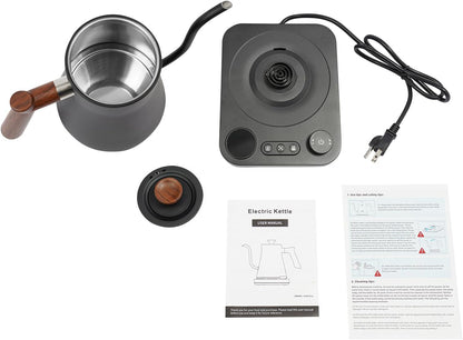 1200W Gooseneck Electric Kettle, 0.24 Gal Pour-Over Kettle with Variable Temperature Control (104-212°F) & 24H Keep Warm, LED Display, Coffee Pot for Coffee, Tea Brewing - Stainless Steel, 110V