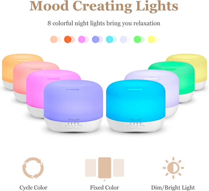 Homeweeks 300ml Essential Oil Diffuser, Quiet Aromatherapy Mist Diffusers for Essential Oils, Wood Grain, Ultrasonic, Remote Control, Timer, 7 Colors Light for Bedroom (300ml)