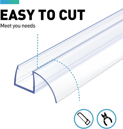 Sliding Shower Door Bottom Seal, 2 PCS 3/8" x 36" | Polycarbonate Door Sweep for 3/8 Inch Glass, Frameless Glass Shower Door Seal Strip Stop Leaks and Create a Water Barrier