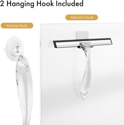 AmazerBath Squeegee for Shower Glass Door, 10 Inches, Clear | All-Purpose squeegee with Suction Hook & Adhesive Hook, Silicone Blade, for Shower Doors, Windows, Tiles and Car Glass