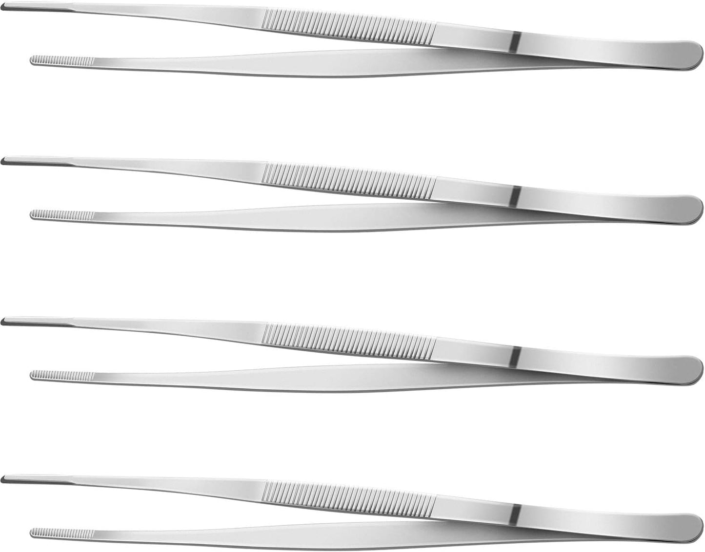 Yaomiao 4 Packs Bar Tweezers Long Garnish Tongs Bar Tweezers Stainless Steel Korean Bbq Tongs for Bartender Cocktail Cooking Food(Silver,8 Inch)