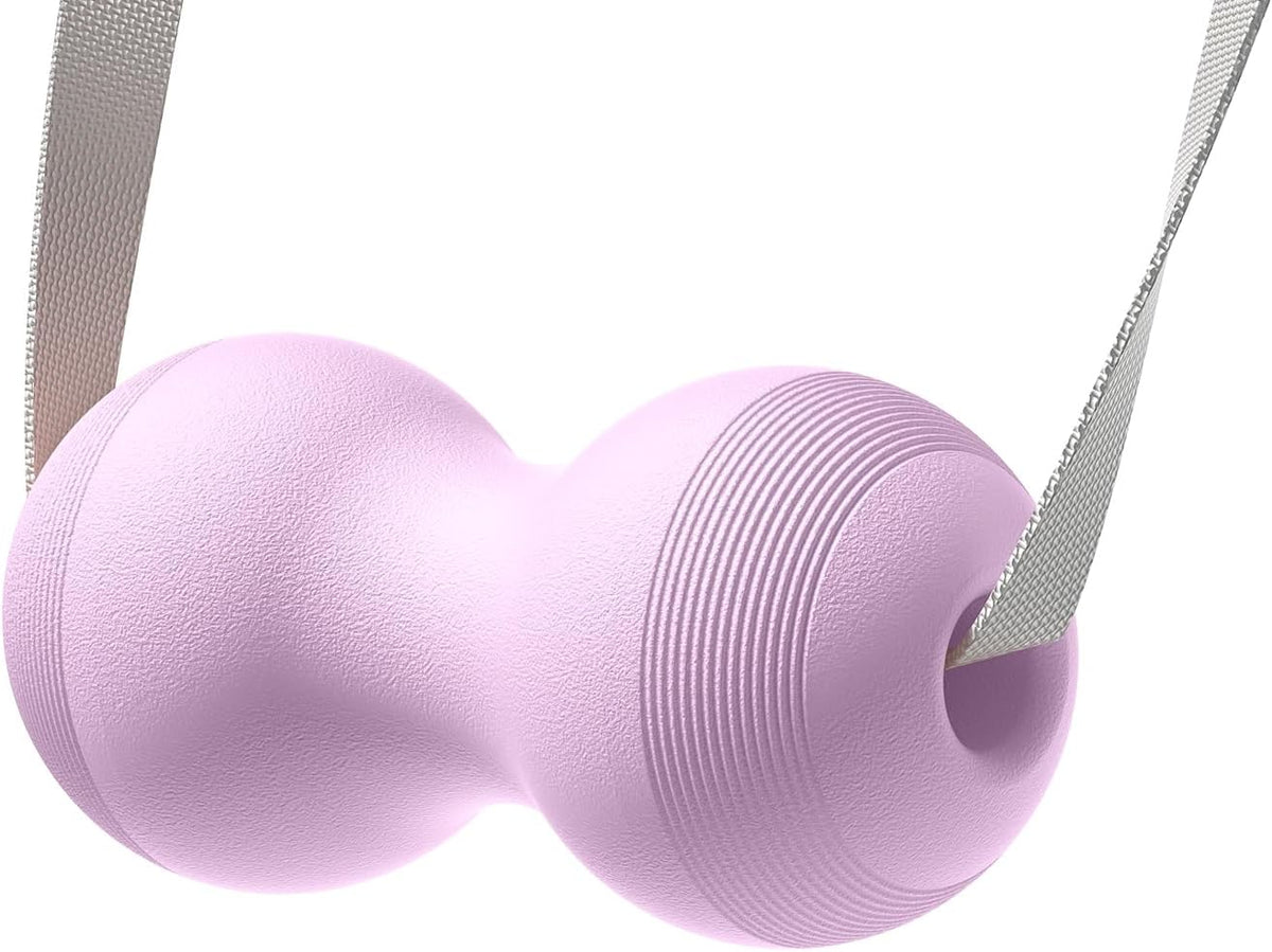 VICSKY Peanut Massage Ball with Handles & Pull Strap - Dual Trigger Point Therapy for Feet, Legs, Neck, Muscle Pain Relief, Myofascial Roller with Adjustable Strap (Pink)