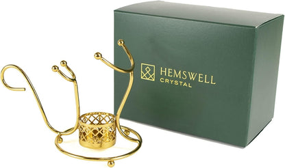 Brandy Warmer Stand Set - Cognac Brandy Snifter Warmer | Heater with Tea Light Holder and Metal Stand in Stunning Gold