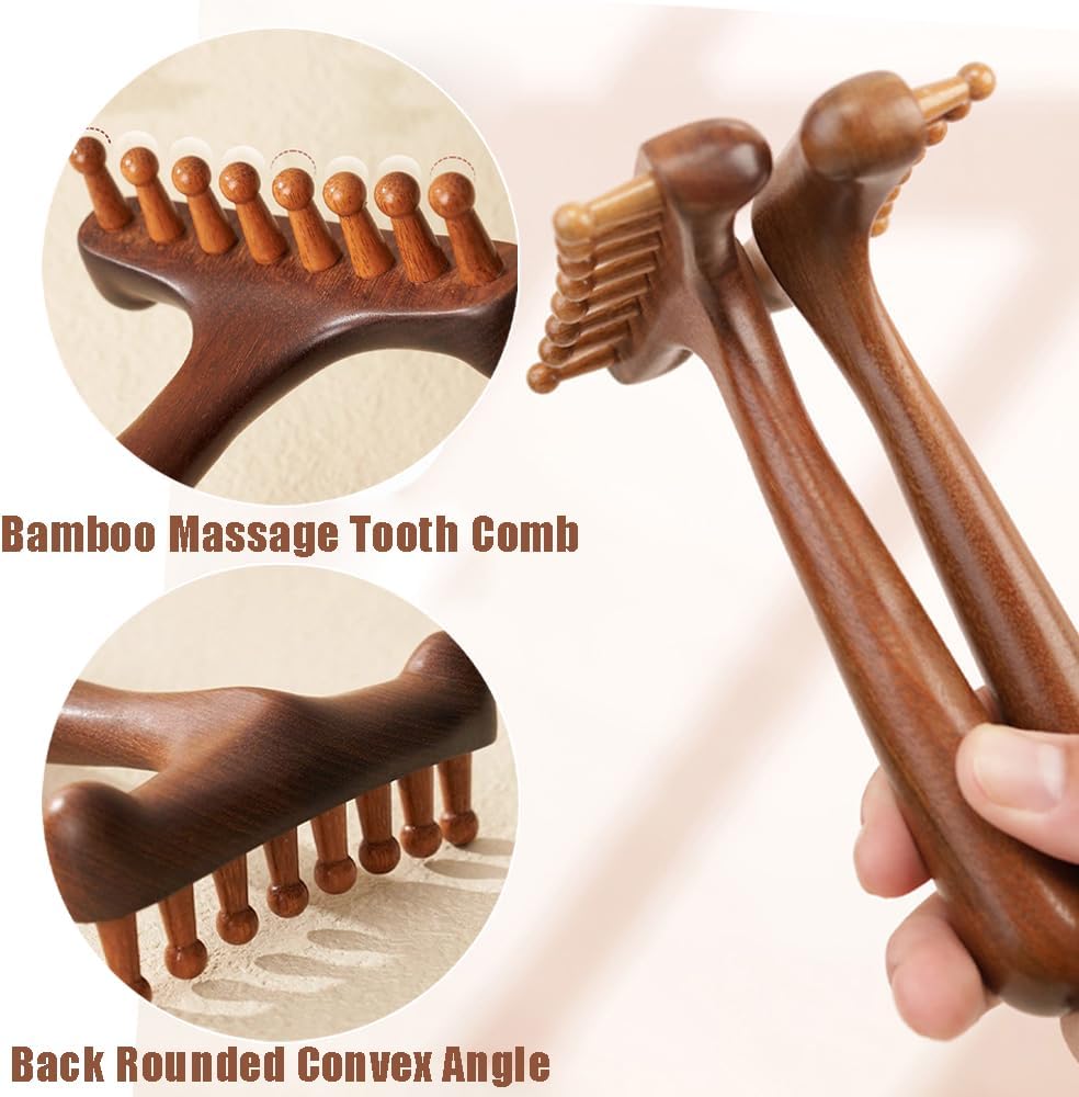 OULIGET Wooden Trigger Point Massage Tool,Spider Shape 5 Legs Massager,Scalp Massager Scraping Tool for Back,Neck,Shoulder and More