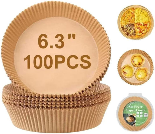 Air Fryer Liners Disposable Paper,100Pcs Parchment Paper Liners,Non Stick Airfryer Paper Liners,Food Grade Air Fryer Accessories WaterProof OilProof for Microwave Oven Steamer 6.3inch Square