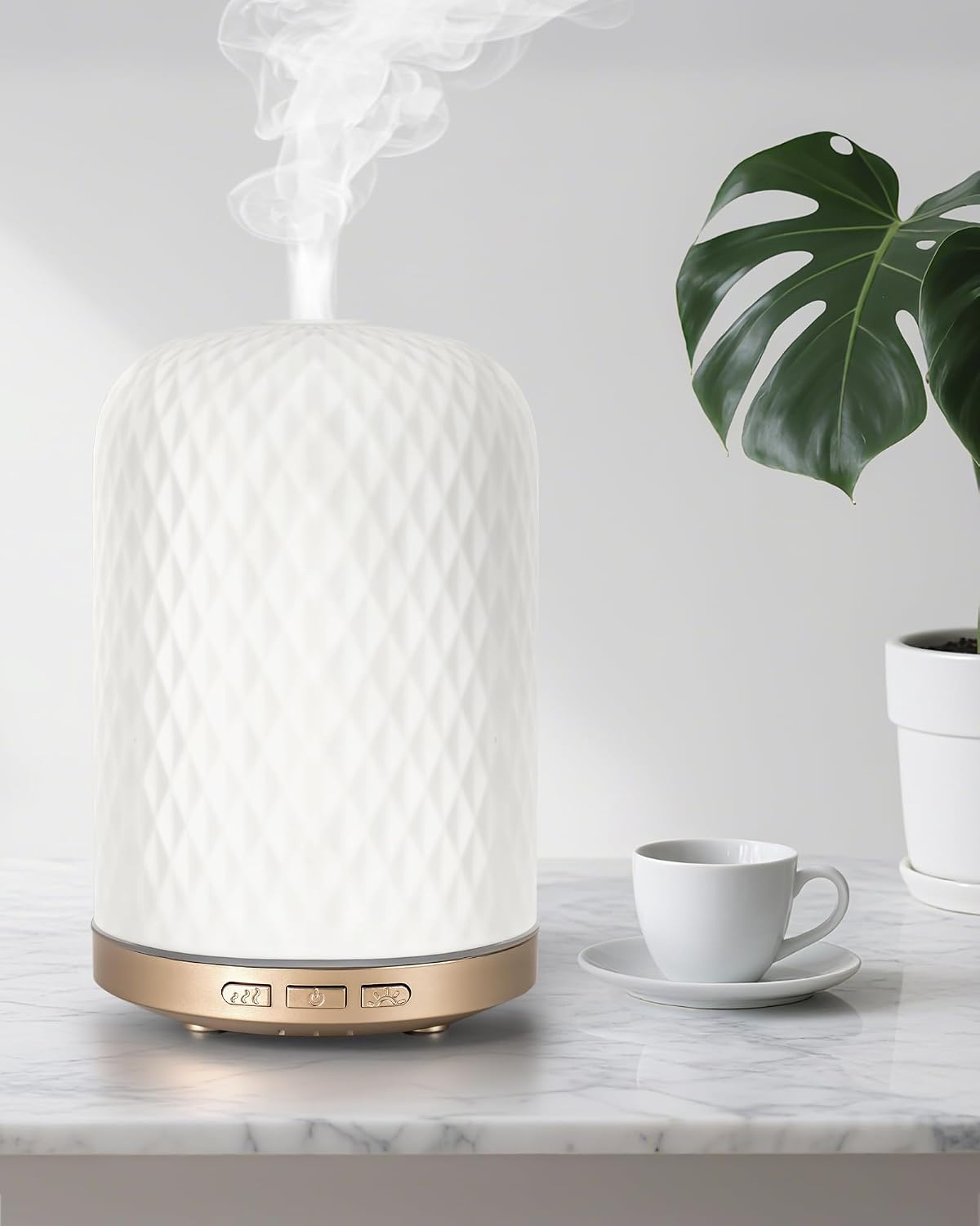 Essential Oil Diffuser - 2.4MHz Ultrasonic Glass Diffuser with Pulse/Continuous Mist & Night Light, Waterless Auto-Off, Silent Aromatherapy Diffuser for Home, Office, Yoga, Spa, Gifts & Home Decor.
