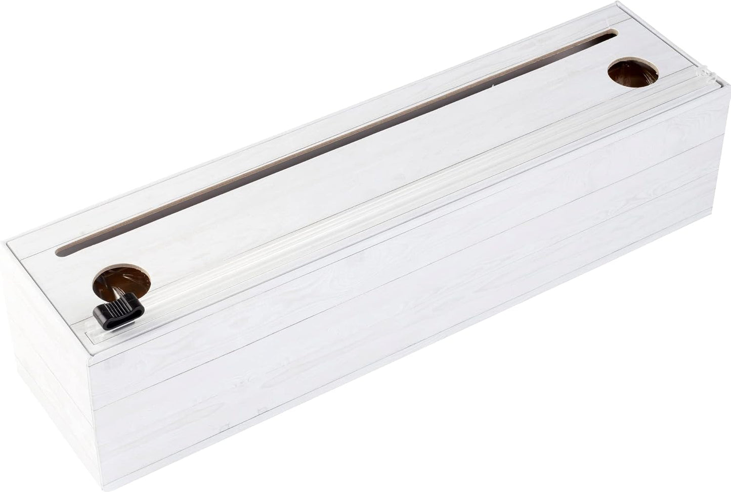 ChicWrap Shiplap Plastic Wrap Dispenser - Includes large 12"x750' roll | Large, Oversized Reusable Plastic Wrap Dispenser with Four Non-Slip Rubber Feet and Slide Cutter