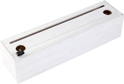 ChicWrap Shiplap Plastic Wrap Dispenser - Includes large 12"x750' roll | Large, Oversized Reusable Plastic Wrap Dispenser with Four Non-Slip Rubber Feet and Slide Cutter