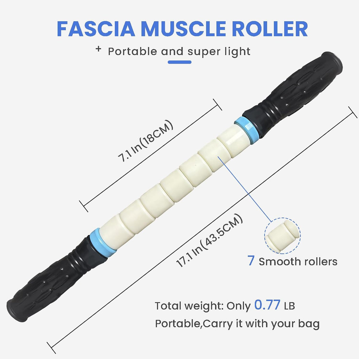 Muscle Roller Stick Ctwctr Massage Roller for Lymphatic Drainage, Cellulite Massager, Leg Massager for Circulation and Pain Relief, Deep Tissue & Trigger Point Massage