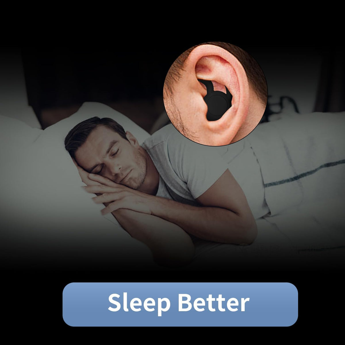 Noise Reduction Ear Plugs, NRR 50dB Ultra Comfortable Silicone Reusable Ear Plugs for Sleeping, Snoring Swimming, Studying, Concerts, Noise Cancelling and Hearing Protection Black