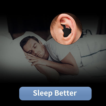 Noise Reduction Ear Plugs, NRR 50dB Ultra Comfortable Silicone Reusable Ear Plugs for Sleeping, Snoring Swimming, Studying, Concerts, Noise Cancelling and Hearing Protection Black