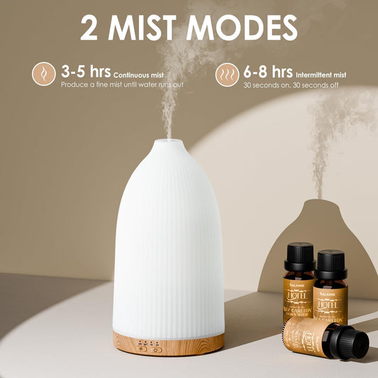 SALKING Essential Oil Diffuser, 100ml Aromatherapy Diffusers with Adjustable Mist Mode Timer Setting, Ultrasonic Diffusers for Essential Oils, Warm White Lights, 7 LED Colors, for Office Home