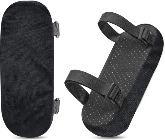Set of 2 Soft Memory Foam Office Chair Arm Covers, Wheelchair Armrest Pads for Elbow & Forearm Pressure Relief, Chair Arm Rest Pads Cushions for for Office Desk Gaming Chair, Black