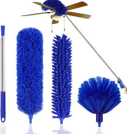 Retractable Gap Dust Cleaner Under Appliance Microfiber Duster Dust Brush with Extension Pole (36 to 49 inches) Cleaning Duster for Bed High Ceilings Furniture Bottom Household Gap Duster Gray
