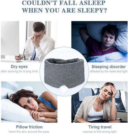 FRESHME Cotton Sleep Eye Mask for Men - Upgrade Design Blackout Side Sleeper Eyes Cover for Night Sleeping, Large Size Wide Soft Travel Airplane Blindfold with Adjustable Velcro Strap for Work Nap