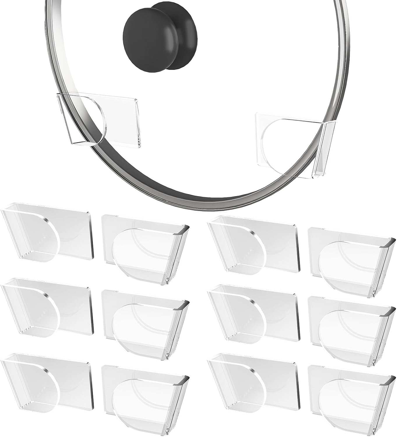 NiHome 6 Pcs Wall-Mounted Acrylic Pot Lid Organizer with Advanced Nano-Gel Adhesive, Pot Lid Holder with Elegant Transparent Design, Fits 6" to 14", No-Tool Installation and Clean Removal