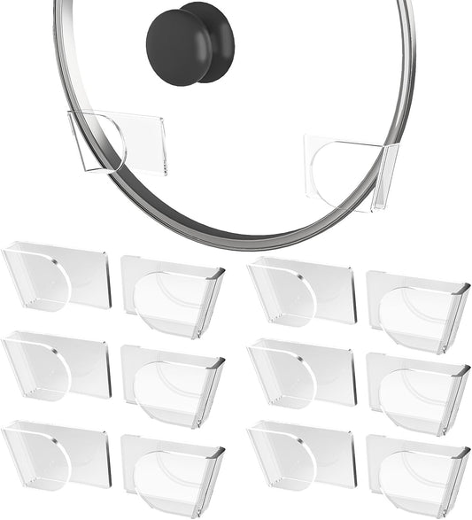 NiHome 6 Pcs Wall-Mounted Acrylic Pot Lid Organizer with Advanced Nano-Gel Adhesive, Pot Lid Holder with Elegant Transparent Design, Fits 6" to 14", No-Tool Installation and Clean Removal