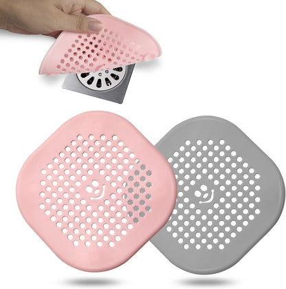 2 Pack Drain Hair Catcher Silicone Bathroom Accessories Shower Drain Protector Sink Drain Strainer Hair Stopper for Shower Kitchen Bathroom Tub Grey
