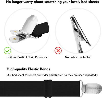 Bed Sheet Holder Straps, 2 Pcs Adjustable Mattress Sheet Clips, Bed Sheet Fasteners Elastic Sheet Suspenders to Keep Bed Sheet in Place for Different Beds (X-Purple)