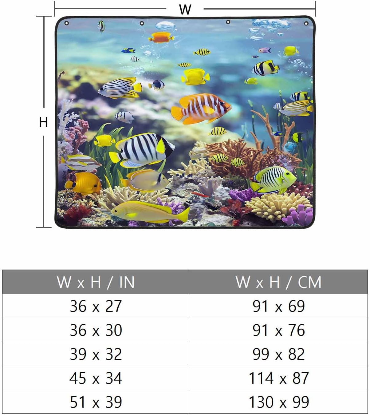 Coastal Magnetic Fireplace Cover, Fireplace Draft Blocker, Fish Nautical Summer Beach Ocean Fireplaces Blanket for Heat Loss/Cold Air, Fireplaces Draft Stopper Cover for Inside 45"x34"