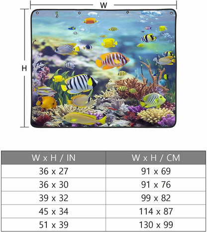 Coastal Magnetic Fireplace Cover, Fireplace Draft Blocker, Fish Nautical Summer Beach Ocean Fireplaces Blanket for Heat Loss/Cold Air, Fireplaces Draft Stopper Cover for Inside 45"x34"