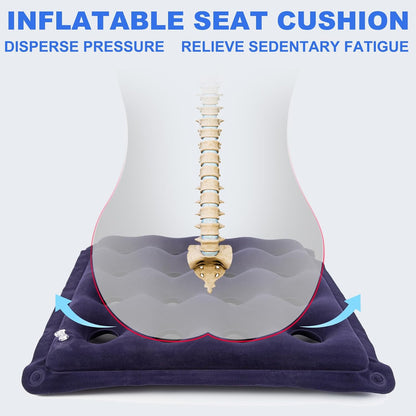2-Pack Inflatable Waffle Cushion for Pressure Relief, Wheelchair Cushion for Pressure Redistribution, Portable Air Seat Cushions for Office Chair Car Seat, Breathable Seat Pad, Includes 1 Air Pumps