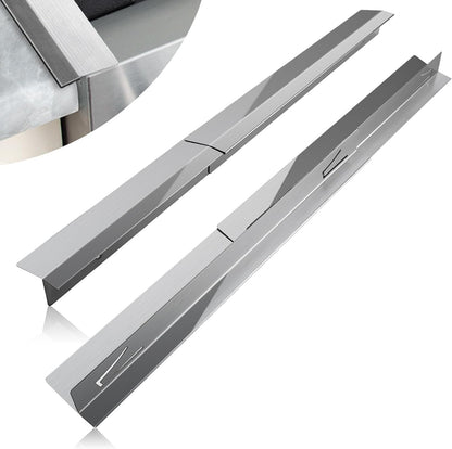 2PCS Kitchen Stove Counter Gap Covers Stainless Steel (13.8"-27.5" Black) | Cooktop Trim Kit, Stove Gap Guards, Oven Gap Filler, Easy to Clean, Heat Resistant & Effectively Protect Stove Gap Filler