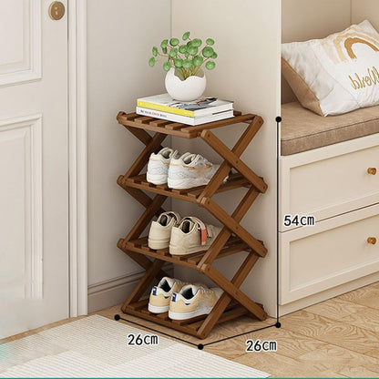 YYW Bamboo Shoe Rack for Entryway, Foldable Free Standing for Closet | Installation-Free Vertical Shoe Racks, Shoe Shelf for Living Room Bedroom, Easy To Assemble, Tawny 5 Layers