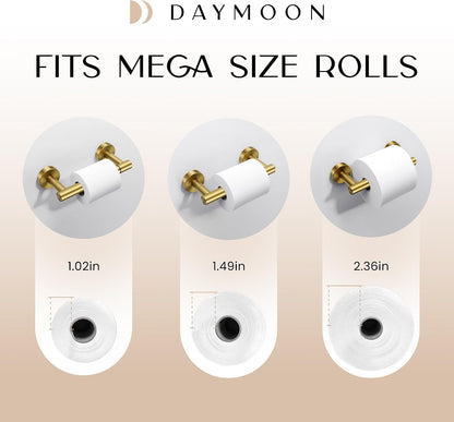 Day Moon™ - Toilet Paper Holder with Shelf - Modern Roll Holder for Bathroom - 1 Pack - Wall Mount - with Storage, Gold