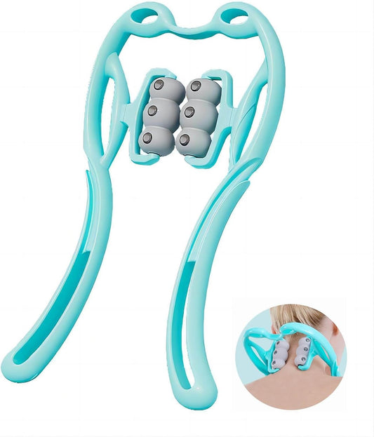 Manual Cervical Neck Massager,Massage The Cervical Spine, Waist And Legs. | With 6 Wheels And 12 Magnets, Relieve Pain, Prevent Muscle Relaxation, And Promote Blood Circulation. (Blue)