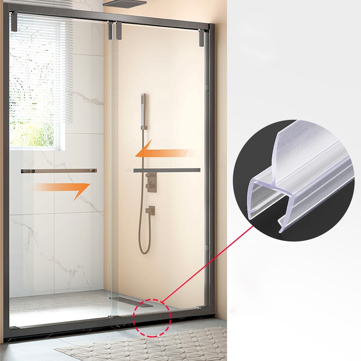 Shower Room Glass Door Bottom Gap Seal Strip for 1/2 Inch Glass, 27.5" Long Sweep Stop Shower Leaking
