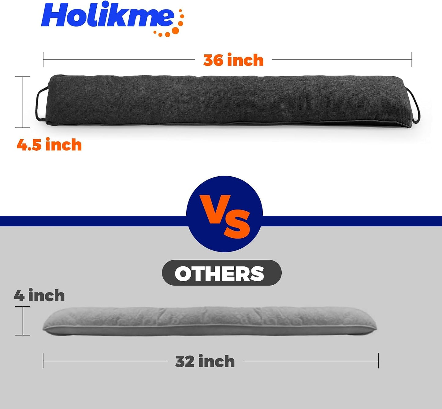 Holikme Weighted Door Draft Stopper - Under Door Seal, 36inch Black | Heavy Duty Fabric, Removable Washable Cover, Hook-and-Loop Fasteners Included, Soundproof & Thermal Insulation, Energy Saving