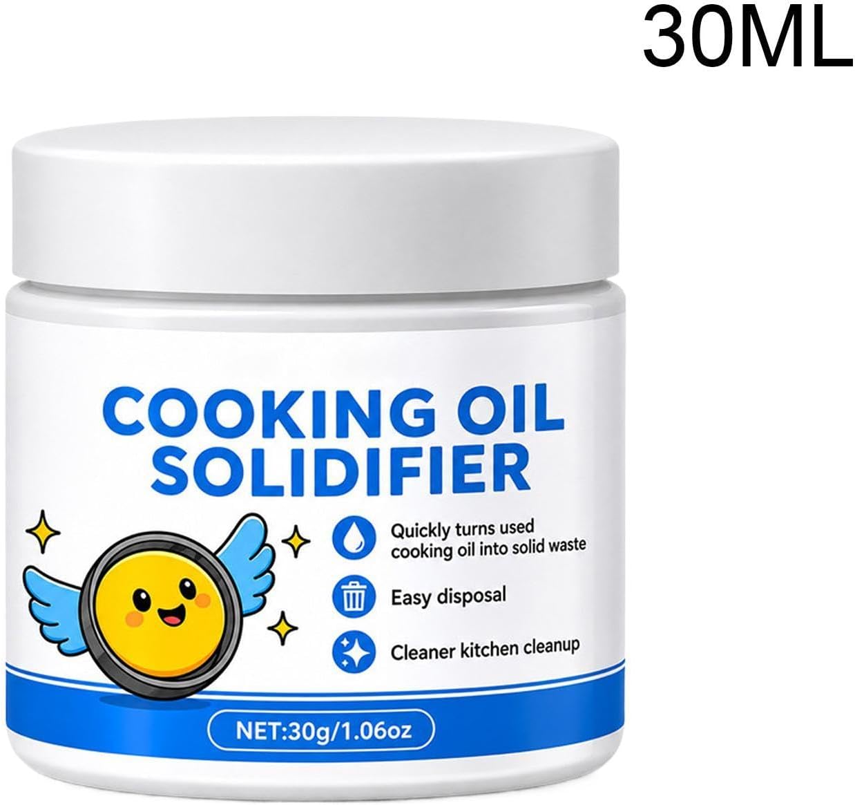 Natural Oil Solidifier Powder 30ml Fast Acting Kitchen Grease Remover Aid | Solidifies Used Frying Oil for Easy Disposal, Ideal for Deep Fryer, Pan, Grill, Oven, Stove, Restaurant & Household Kitchens