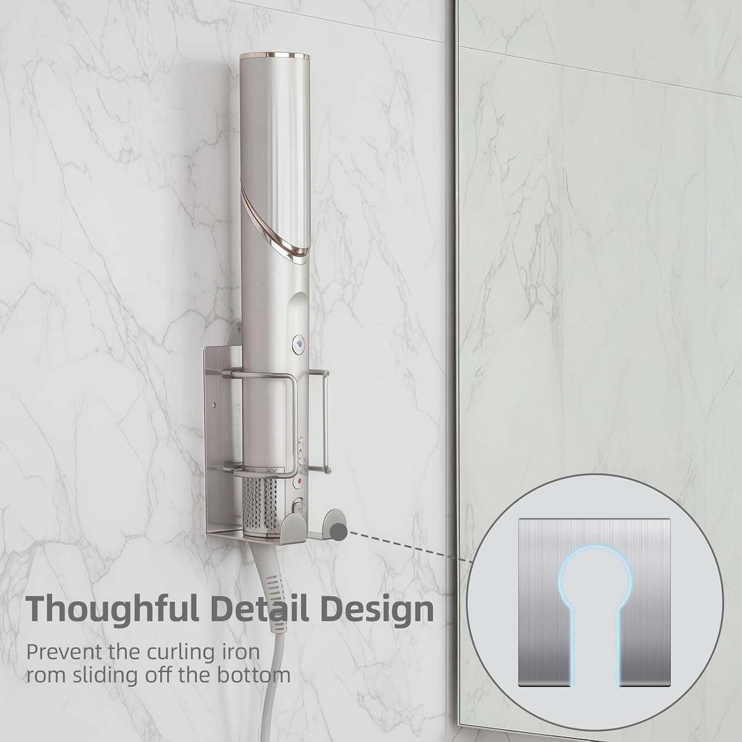 Hair Dryer Holder Wall Mounted, Stainless Steel Blow Dryer Holder for Bathroom, Hair Dryer and Straightener Holder Adhesive or Drilling, Hair Tool Organizer for Salon Barber Shops Banjekt