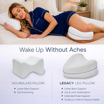 Contour Legacy Cool Leg & Knee Foam Support Pillow for Side Sleepers Soothing Relief for Back, Hips, Knees, Joints, Nerves & Muscles
