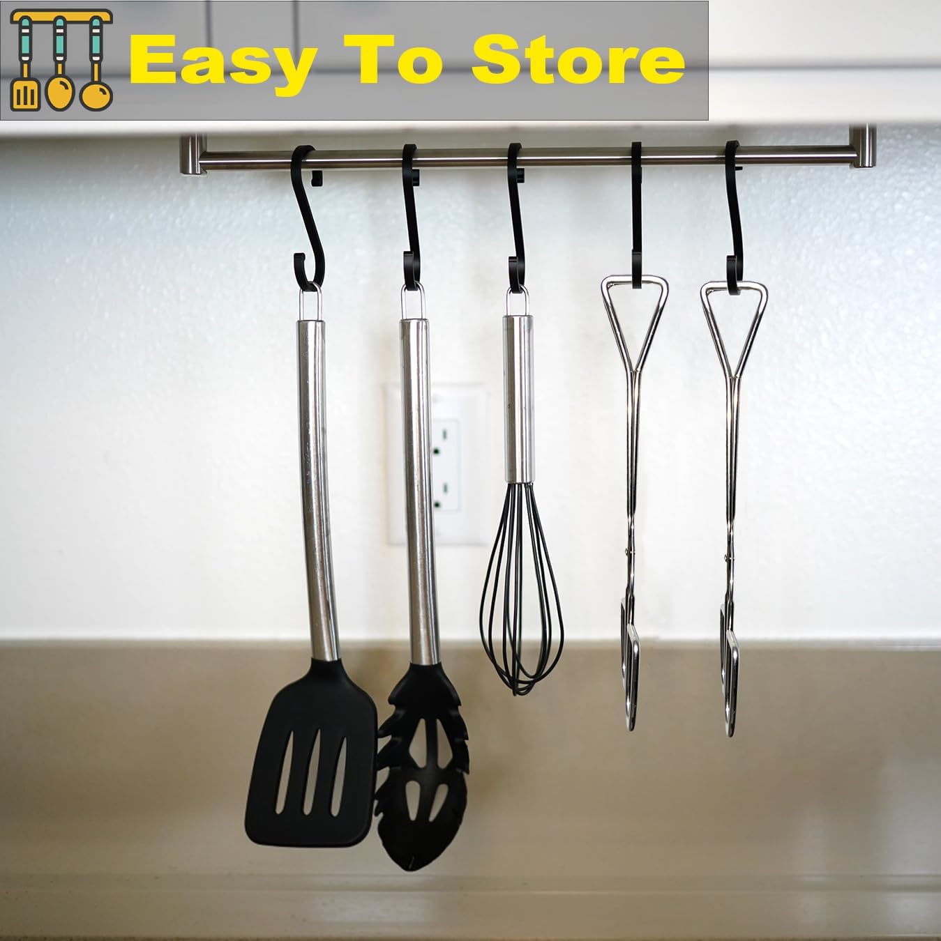 Hiash 9-Inch Heavy Duty Stainless Steel Kitchen Tongs - Comfortable Ergonomic Grip, Scissor Design, Heat Resistant for BBQ and Cooking