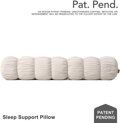 Pat. Pend. Long Bolster Pillow for Bed, 39 Inch, Misty White