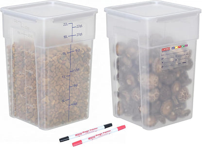 2 Pack 18 QT BPA-Free Translucent Polypropylene Airtight Food Storage Containers, Labeling Area, Stackable Bulk Storage for Flour, Rice, Sugar & Pet Food
