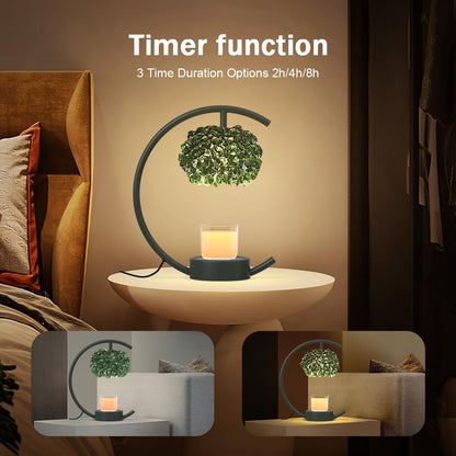 Yeuslor Gold Candle Warmer Lamp for Jar Candles with Adjustable Brightness＆Timer，Handcrafted Crystal＆Wooden Base, Luxurious Design,Home Decoration Electric Candle lamp(C-Shaped)