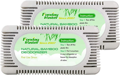2Packs Fonday Bamboo Charcoal Refrigerator Deodorizer, Odor Eliminator | Reusable air freshener, More effective than baking soda, For fridges freezers, coolers & lunch Boxes