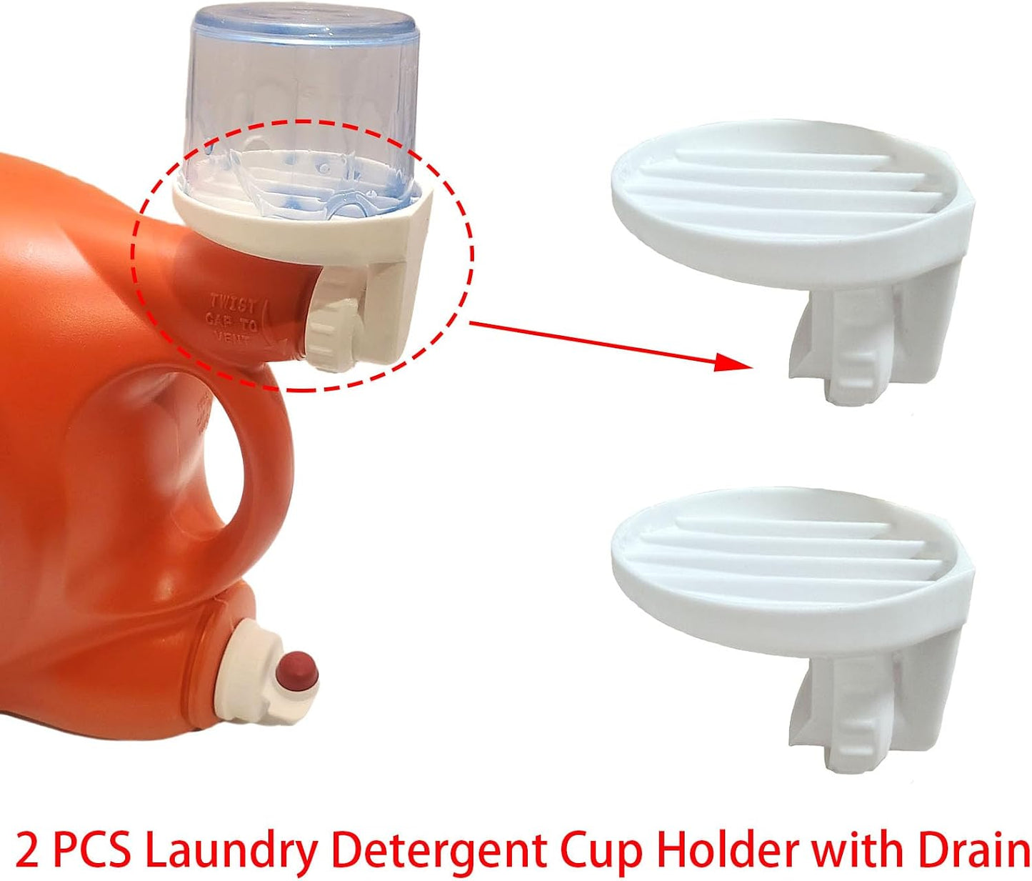 2 Sets Laundry Detergent Dispenser Cup Holder, Laundry Detergent Cup Holder with Drain, Holder Compatible with Tide, Arm Hammer, Xtra, All, Purex, Persil