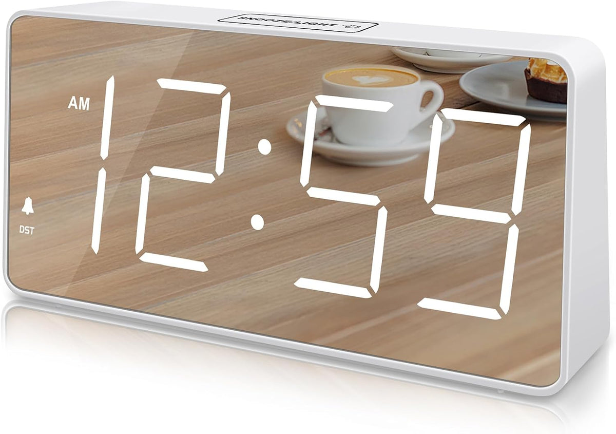 Peakeep Digital Alarm Clock for Bedroom Bedside, Large Display, USB Charger