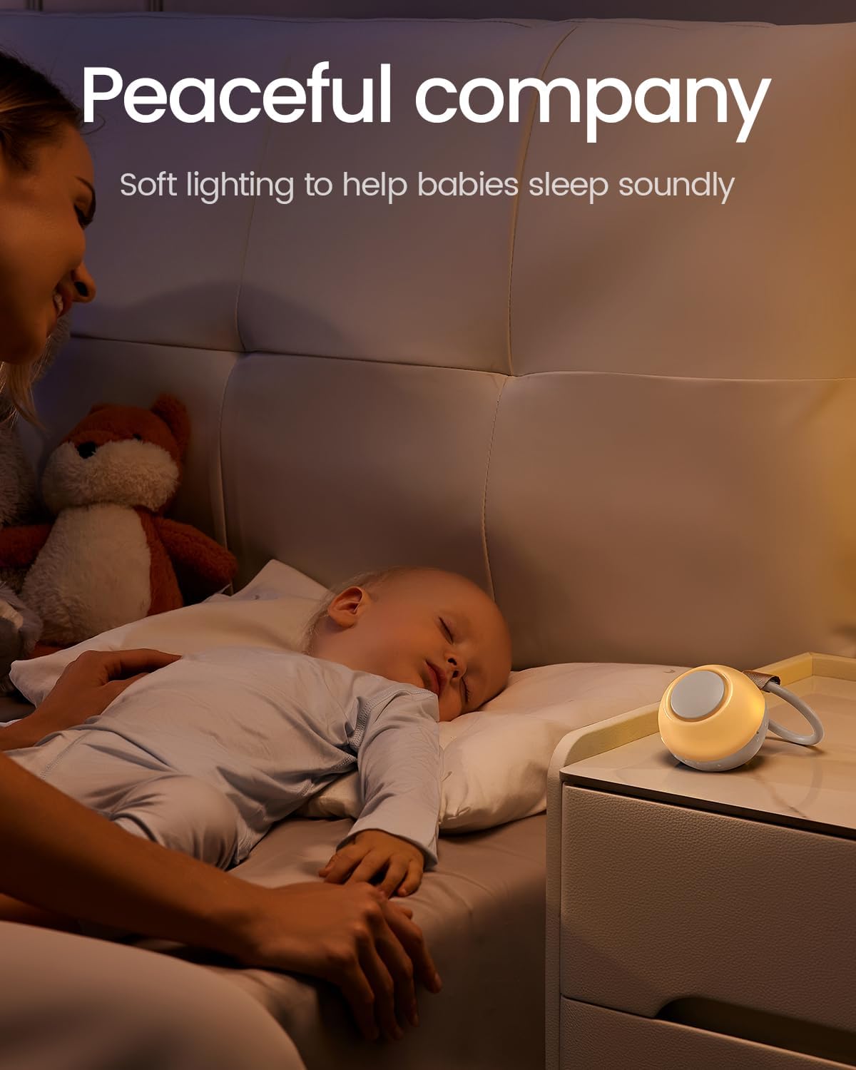 CHICWAY Portable Sound Machine with AI Cry Detection White Noise Machine
