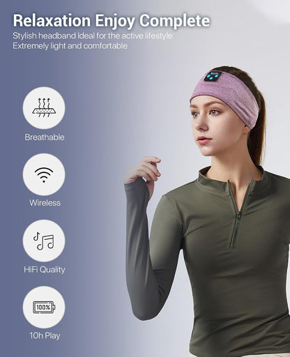 Navly Sleep Headphones, 12Hrs Sports Headband with Soft Cozy Earbuds Comfortable, Headphones Headband with Ultra-Thin HD Stereo Speakers Perfect for Workout,Running,Yoga,Travel