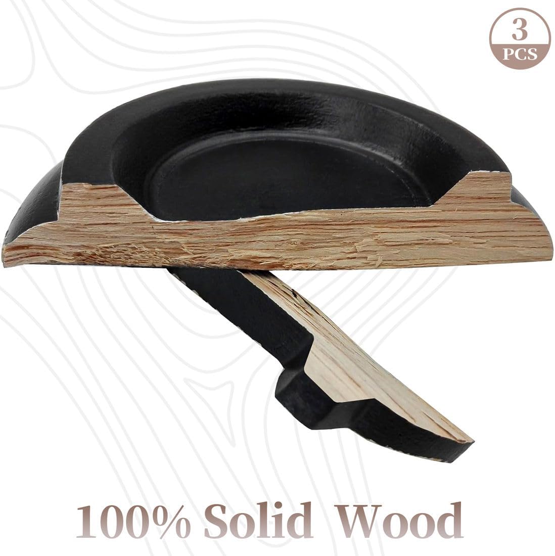 Piano Caster Cups Grand Piano Caster Cups Piano Leg Hardwood Cups Pads for Grand Piano (Wood Black, Set of 3)