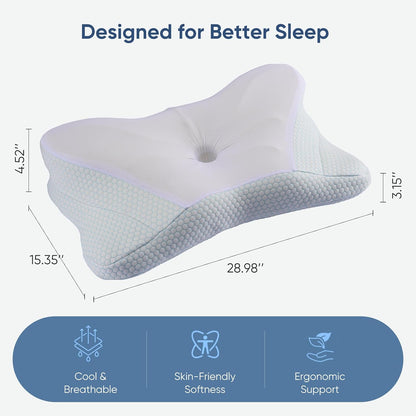 Sweetcrispy Cervical Pillow for Neck Pain Relief, Cooling Memory Foam