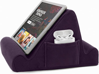 Brookstone Tablet Lap Cushion - Tablet/Phone/Ebook Holder for Bed, Flights, and Travel, Memory Foam Lap Desk for Reading and Hands Free Viewing, Compatible iPad and Kindle Accessories, Grey
