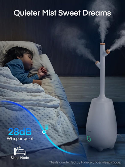 Humidifiers for Bedroom Large Room Home, 5L Quiet Cool Mist Top Fill Humidifier with Essential Oil Diffuser, Remote Control, Smart Humidistat, Sleep Mode, for Baby, Plants, Office, Nursery