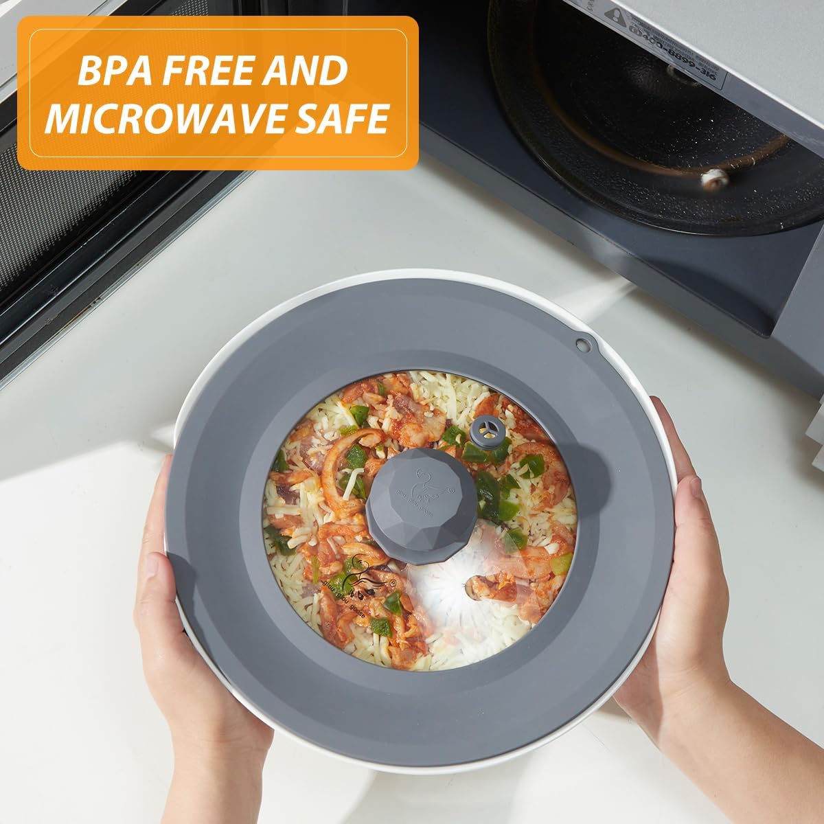 Vented Tempered Glass Universal Lid for Pot Pan Skillet with Heat Resistant Silicone Rim Microwave Splatter Lid Cover Microwave Safe Fit 11.5" 12" 12.5" Cookware, Dishwasher Safe Black